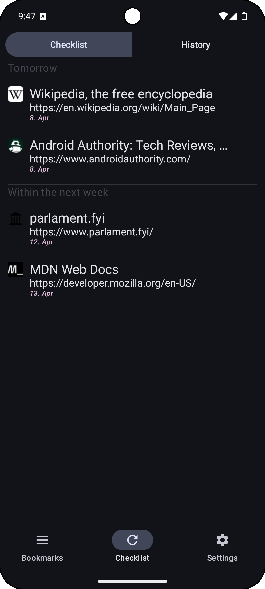 screenshot checklist